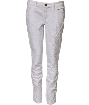 Dolce & Gabbana White Cotton Mid Waisted Women Denim Jeans