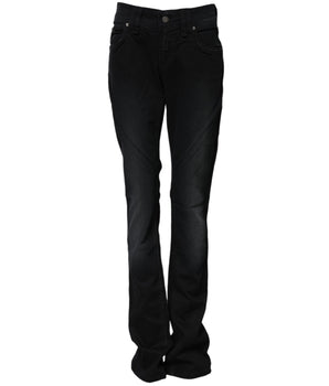 John Galliano Black Cotton Mid Waist Tapered Denim Jeans