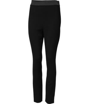 Dolce & Gabbana Black Wool Leggings Stretch Pants