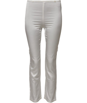 Dolce & Gabbana Ivory Silk Tapered High Waist Pants