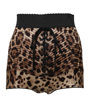 Dolce & Gabbana Brown Leopard High Waist Hot Pants Shorts