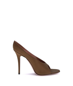 Amina Muaddi Brown Calf Leather Bos Taurus High Heel Pumps