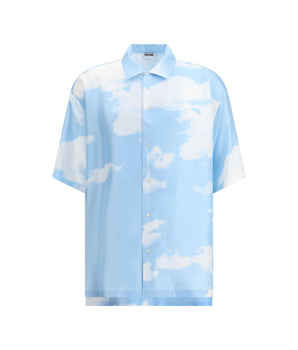 Moschino Light Blue Silk Pattern Shirt