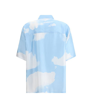 Moschino Light Blue Silk Pattern Shirt