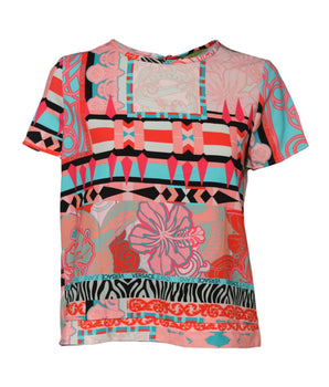 Versace Jeans Multicolor Print Short Sleeves Women's Blouse Top