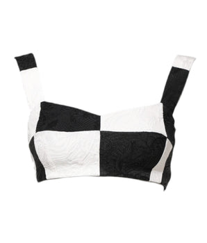 Dolce & Gabbana Black White Cropped Bustier Corset Bra Top