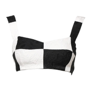Dolce & Gabbana Black White Cropped Bustier Corset Bra Top