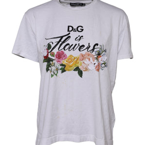 Dolce & Gabbana White Printed Cotton Short Sleeves T-shirt