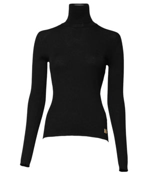 Dolce & Gabbana Black Cashmere Turtleneck Knitted Blouse Top