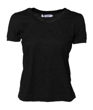 Dolce & Gabbana Black Cotton Short Sleeves Round Neck T-shirt