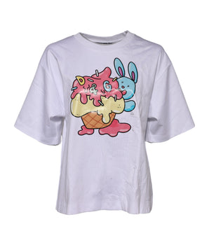 Dolce & Gabbana White Cotton Graphic Print Crew Neck T-shirt