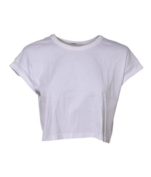 Dolce & Gabbana White Cotton Short Sleeves Cropped T-shirt