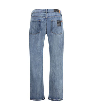 7FOR Blue Cotton Straight-Leg Jeans