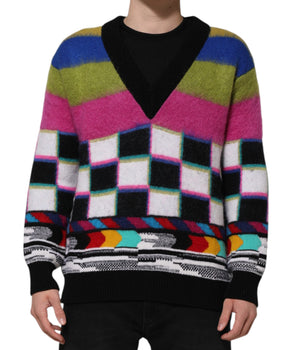 Dolce & Gabbana Multicolor Glitch Design Pullover Sweater