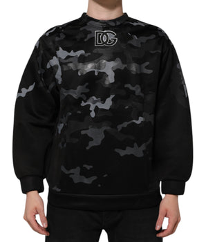 Dolce &amp; Gabbana Black Camouflage Pullover Sweatshirt