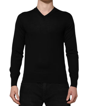 Dolce & Gabbana Dark Gray Embroidered Logo Pullover Sweater