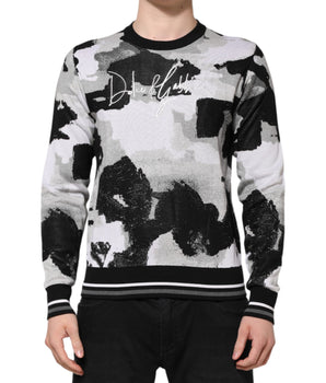 Dolce & Gabbana Multicolor Silk Camouflage Pullover Sweater