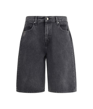 7FOR Black Cotton Bermuda Shorts