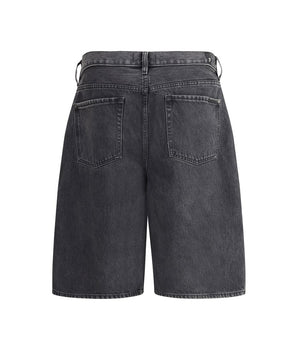 7FOR Black Cotton Bermuda Shorts