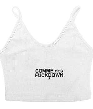 Comme Des Fuckdown White Cotton Women Crop Top
