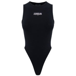 Comme Des Fuckdown Black Cotton Tops & T-Shirt