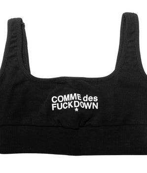 Comme Des Fuckdown Black Cotton Women Crop Top