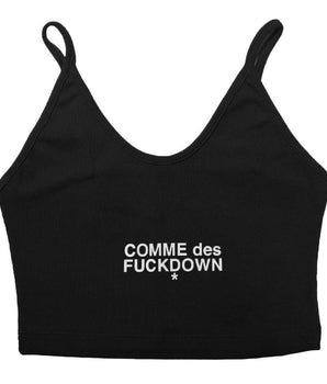 Comme Des Fuckdown Black Cotton Women Crop Top