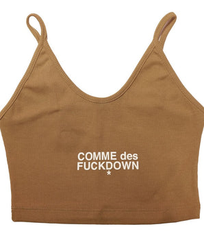 Comme Des Fuckdown Brown Cotton Women Crop Top