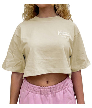 Comme Des Fuckdown Beige Cotton Women T-Shirt