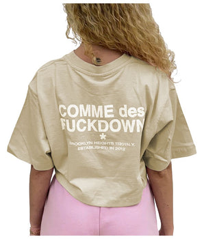 Comme Des Fuckdown Beige Cotton Women T-Shirt