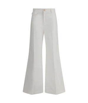 Chloé White Cotton Flared Pants