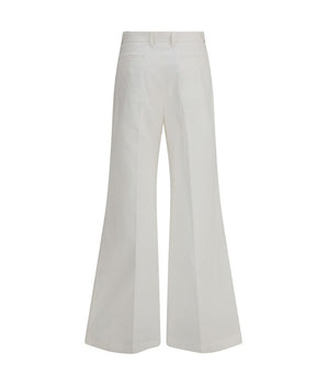 Chloé White Cotton Flared Pants