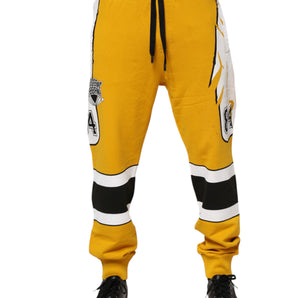 Dolce & Gabbana Yellow Cotton Printed Sweatpants Jogger Pants