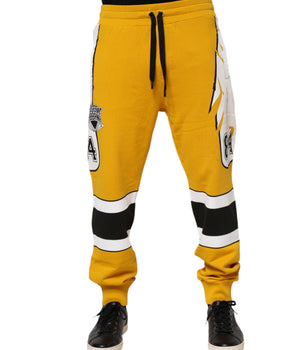 Dolce & Gabbana Yellow Cotton Printed Sweatpants Jogger Pants