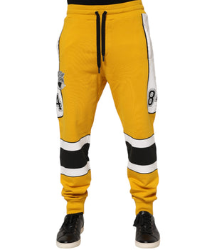 Dolce & Gabbana Yellow Cotton Logo Sweatpants Jogger Pants