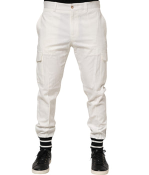 Dolce & Gabbana White Cotton Jogger Cargo Skinny Men Pants