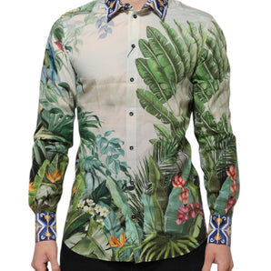 Dolce & Gabbana Multicolor Jungle Print GOLD Formal Shirt