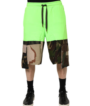 Dolce &amp; Gabbana Green Patchwork Cargo Bermuda Men Shorts
