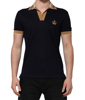 Dolce &amp; Gabbana Black Cashmere Crown Logo Men's Polo T-Shirt