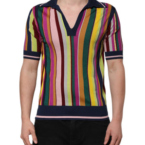 Dolce & Gabbana Multicolor Stripes Collared Men Polo T-shirt