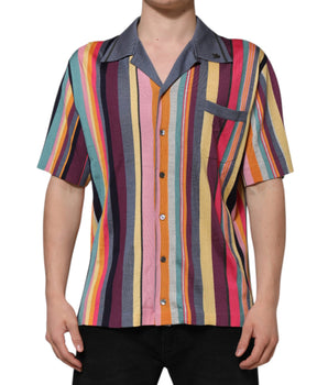 Dolce &amp; Gabbana Multicolor Stripes Collared Men Polo T-shirt