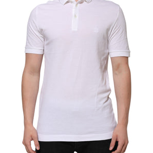 Dolce & Gabbana White Collared Men Short Sleeve Crown T-shirt