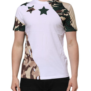 Dolce & Gabbana White Camouflage Cotton Men Crew Neck T-shirt