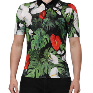 Dolce & Gabbana Multicolor Floral Silk Collared Polo T-shirt