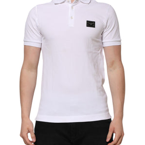 Dolce & Gabbana White Logo Short Sleeve Collared Polo T-shirt