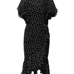 Dolce & Gabbana Black White Lace Polka Dot Chiffon Dress