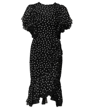 Dolce & Gabbana Black White Lace Polka Dot Chiffon Dress