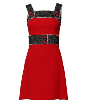 Dolce & Gabbana Red Wool Sleeveless A-line Flared Mini Dress
