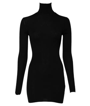 Dolce & Gabbana Black Long Sleeves Turtle Neck Mini Dress