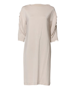 Roberto Cavalli Ivory Viscose Sheath Knee Length Dress